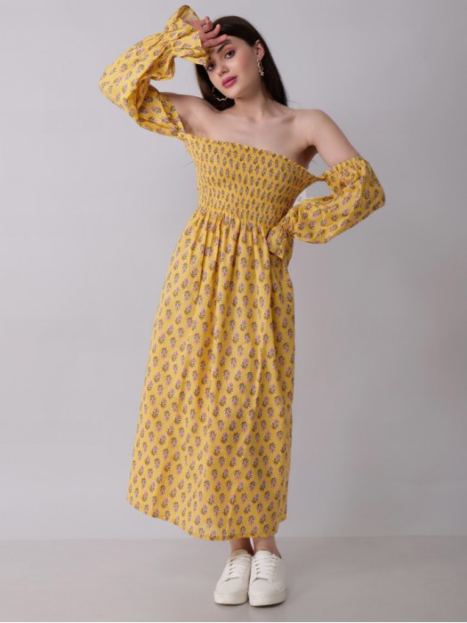 Printed Off-shoulder maxi dress