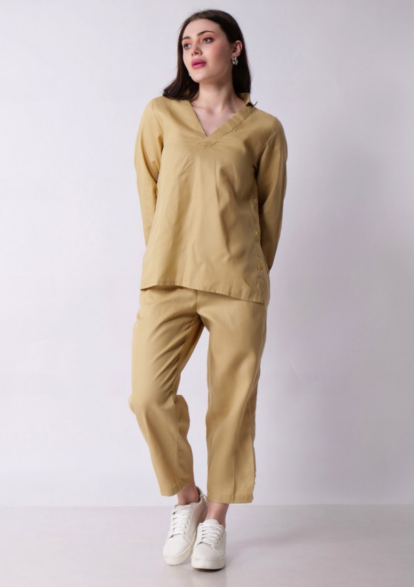 Beige High Low Coord Set