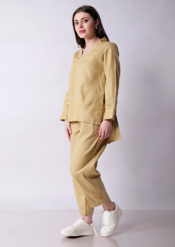 Beige High Low Coord Set