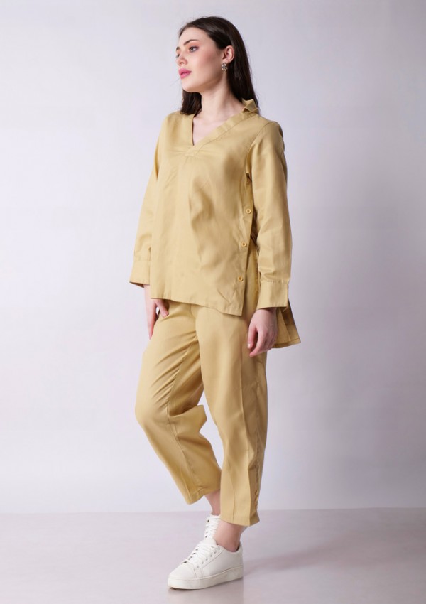 Beige High Low Coord Set