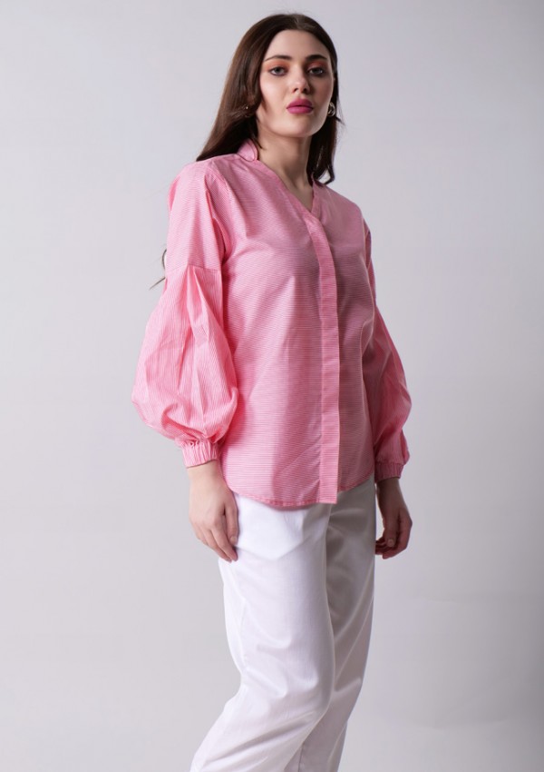 Striped Balloon Sleeve Top Striped Balloon Sleeve Top