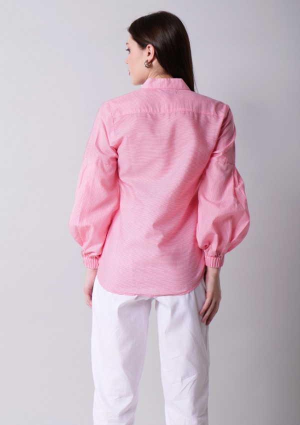 Striped Balloon Sleeve Top Striped Balloon Sleeve Top