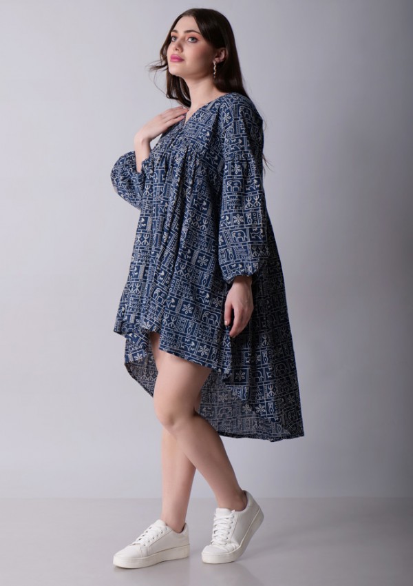 Balloon Sleeve High Low Dress