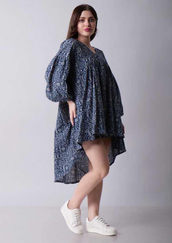 Balloon Sleeve High Low Dress