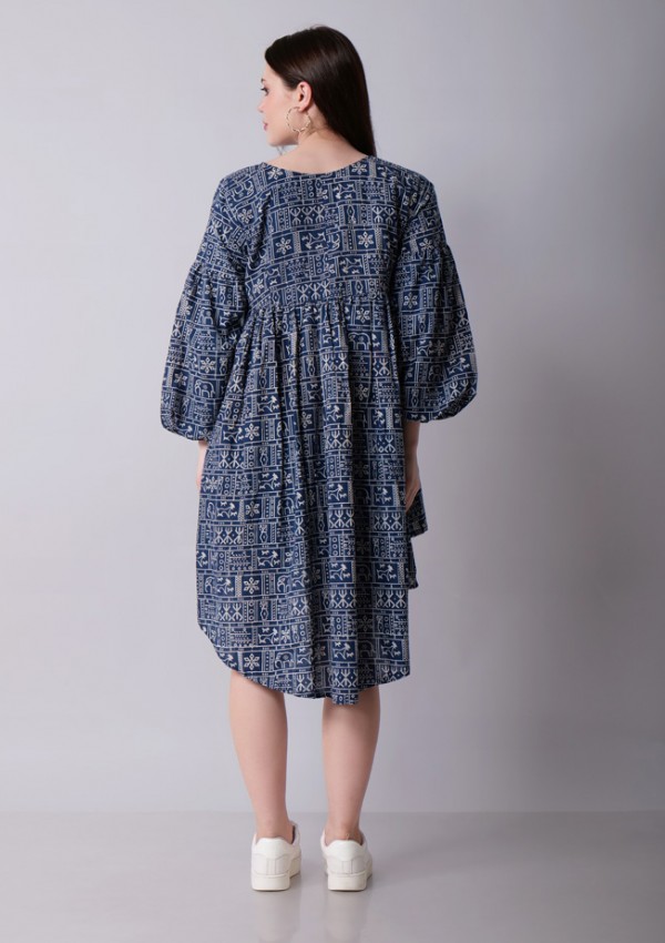 Balloon Sleeve High Low Dress