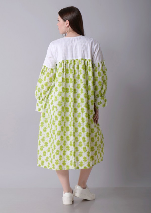 Block print floral Midi Dress