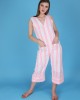 striped v-neck sleevless jumpsuit with pockets made in cotton