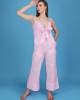 striped spaghetti strap knotted jumpsuit made in cotton