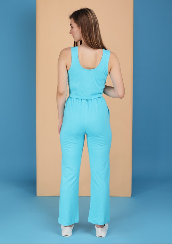 powder blue track pants with tank top made in cotton spandex