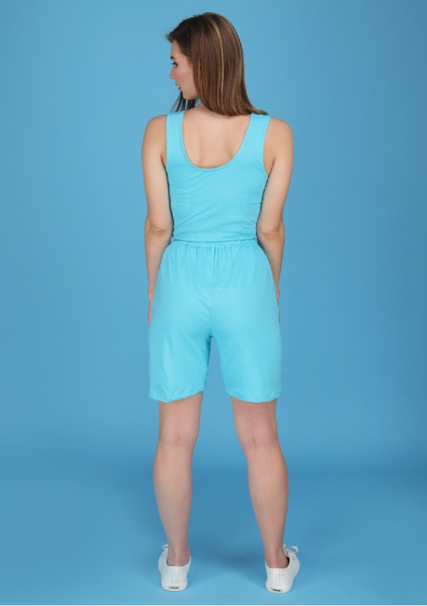 powder blue shorts with tank top made in cotton spandex