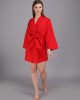 Red V-neck knotted dress with A-line sleeves made in cotton