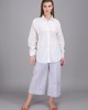 crisp white collar pintucks shirt made in cotton