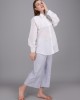 crisp white collar pintucks shirt made in cotton