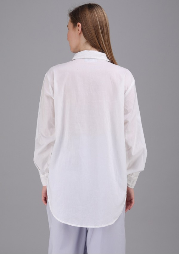 crisp white collar pintucks shirt made in cotton