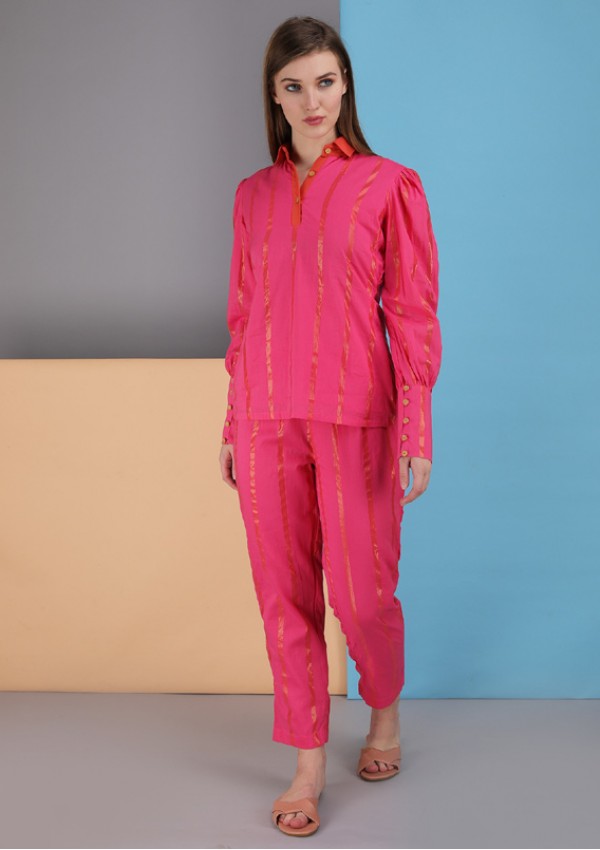 collar Co-rd set made in cotton