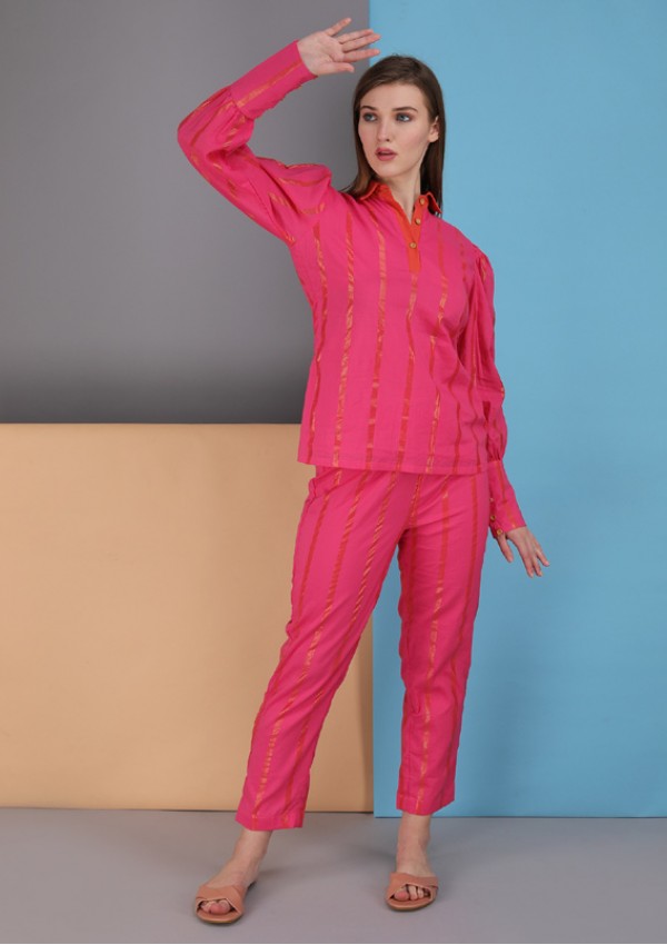 collar Co-rd set made in cotton