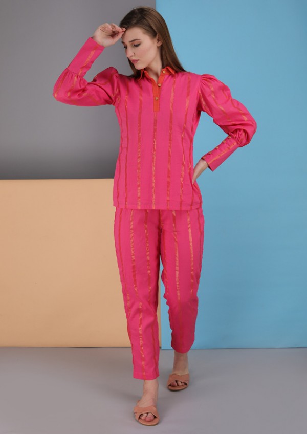 collar Co-rd set made in cotton