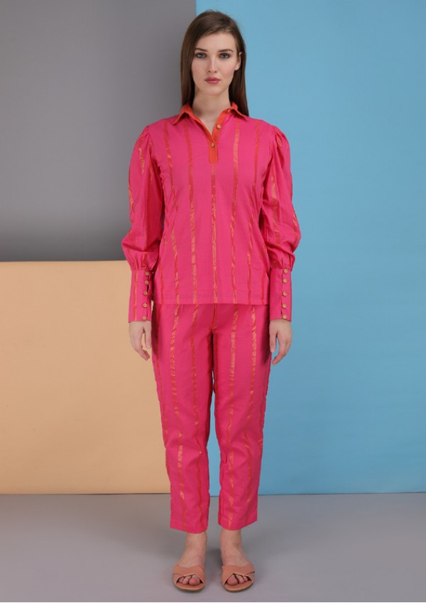 collar Co-rd set made in cotton