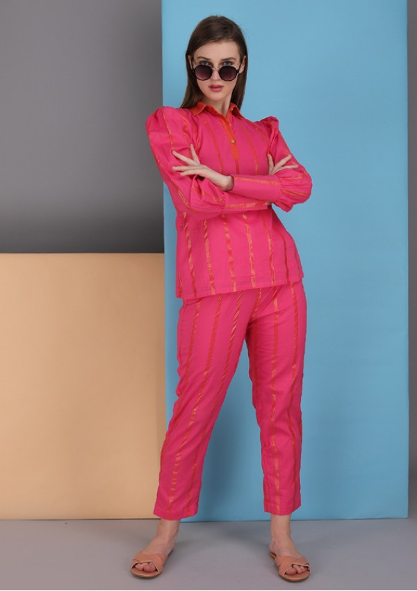 collar Co-rd set made in cotton