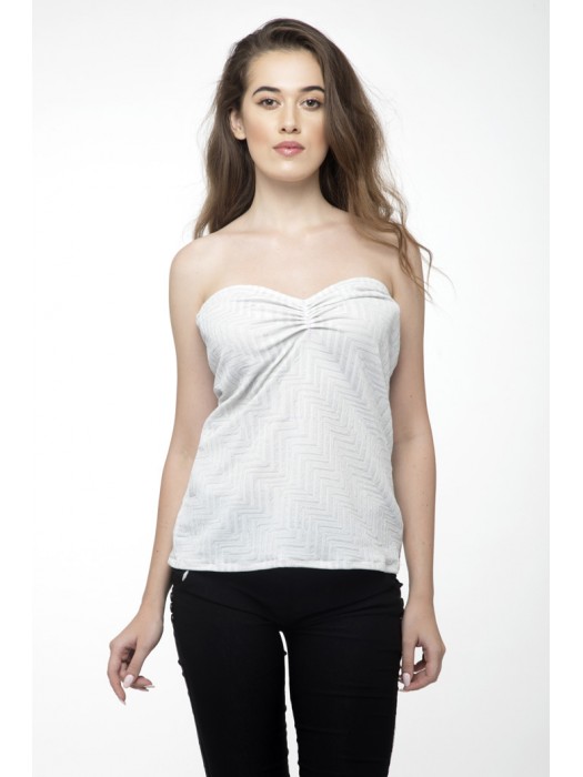 Heart neck sleeveless white top