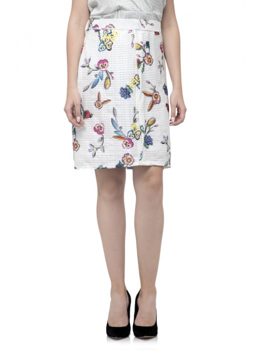 White floral print Midi Skirt