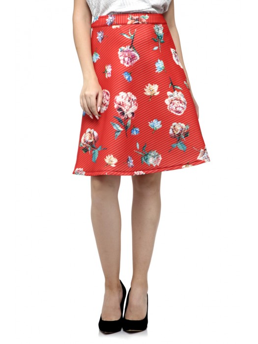 Simple Flowers Printed Skirt