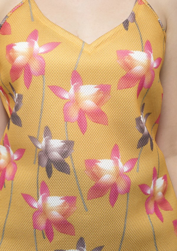 V-neck Striped Flowers Cami Top