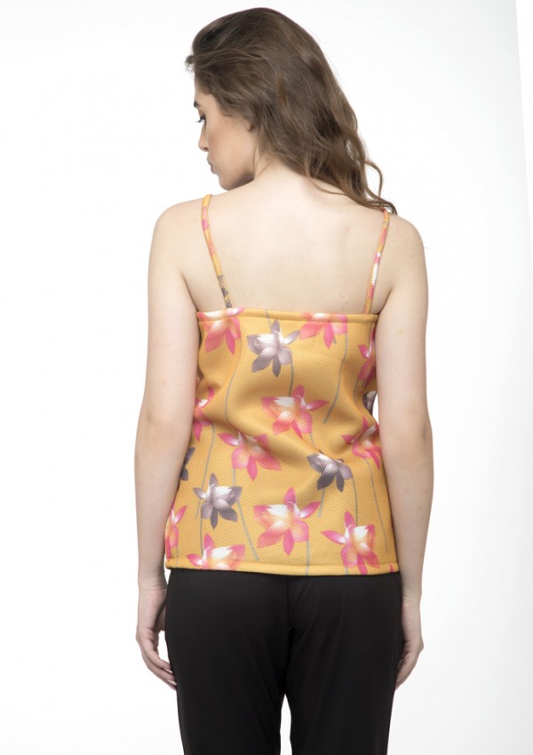 V-neck Striped Flowers Cami Top