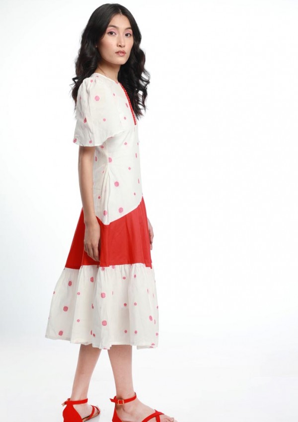 HANDWOVEN COTTON POLKA DOT DRESS