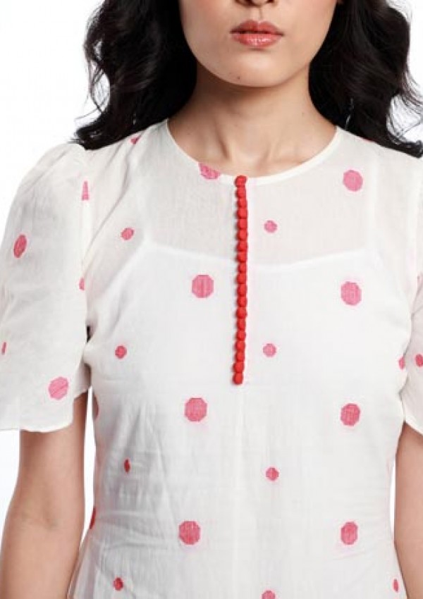 HANDWOVEN COTTON POLKA DOT DRESS