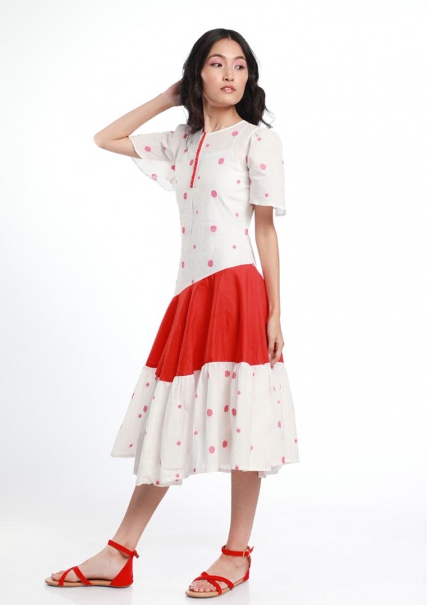 HANDWOVEN COTTON POLKA DOT DRESS
