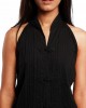 MICRO PLEATED SLEEVELESS HIGH RISE COLLAR COTTON SHIRT