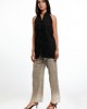 MICRO PLEATED SLEEVELESS HIGH RISE COLLAR COTTON SHIRT