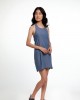 HALTER NECK, COTTON CHAMBRAY SLIP DRESS