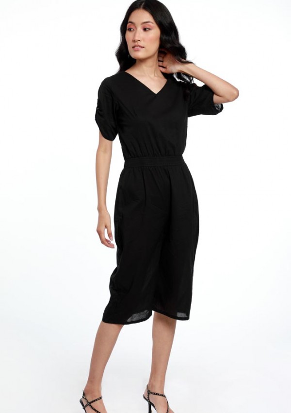 ELASTICATED WAIST COTTON PLAYSUIT