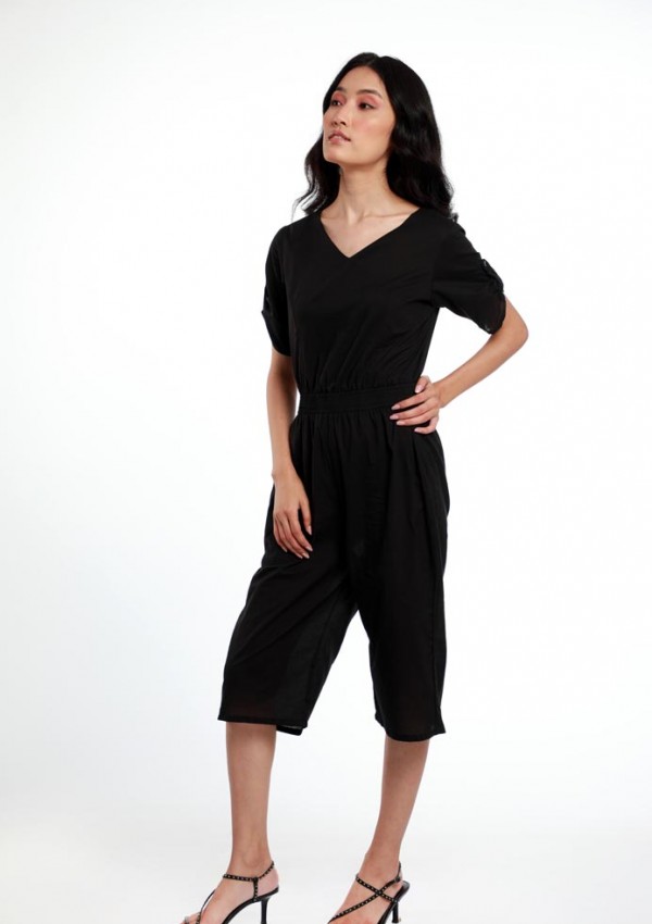 ELASTICATED WAIST COTTON PLAYSUIT