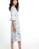 TIE & DYE BUTTON DOWN DRESS WITH ELASTICATED BELL SLEEVES