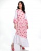 FLAMINGO PRINT TIER WHITE PANEL DRESS