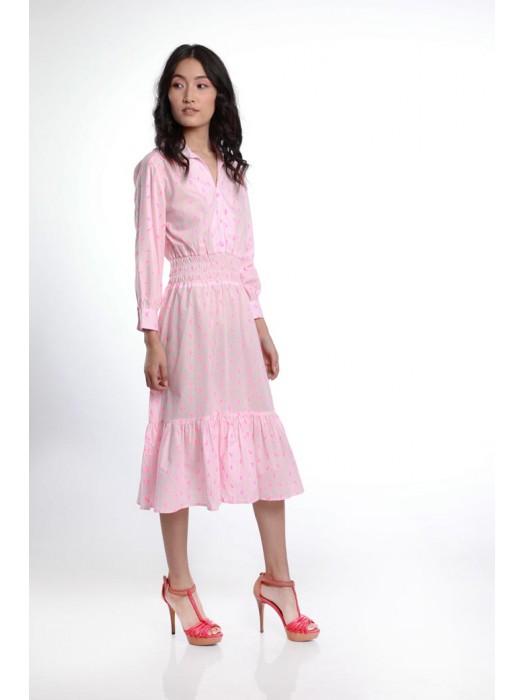 TIERED PANEL DRESS WITH ELASTICATED WAIST
