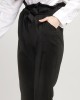 Womens Black Paper-Bag Pants